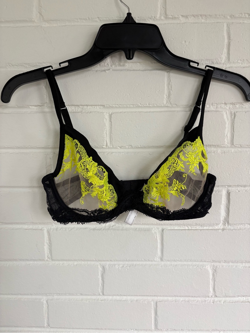 Andres Sarda 34C Black Neon Lace Sheer Bra